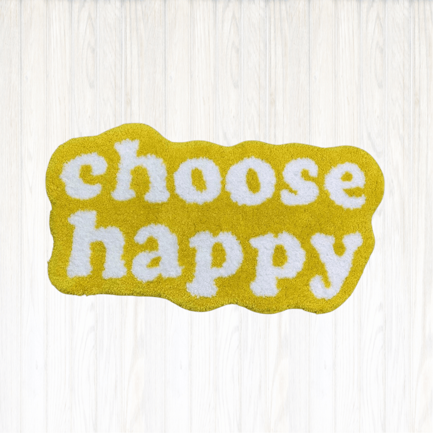 - 'CHOOSE HAPPY' TEXT RUG - Yellow - RugRatz