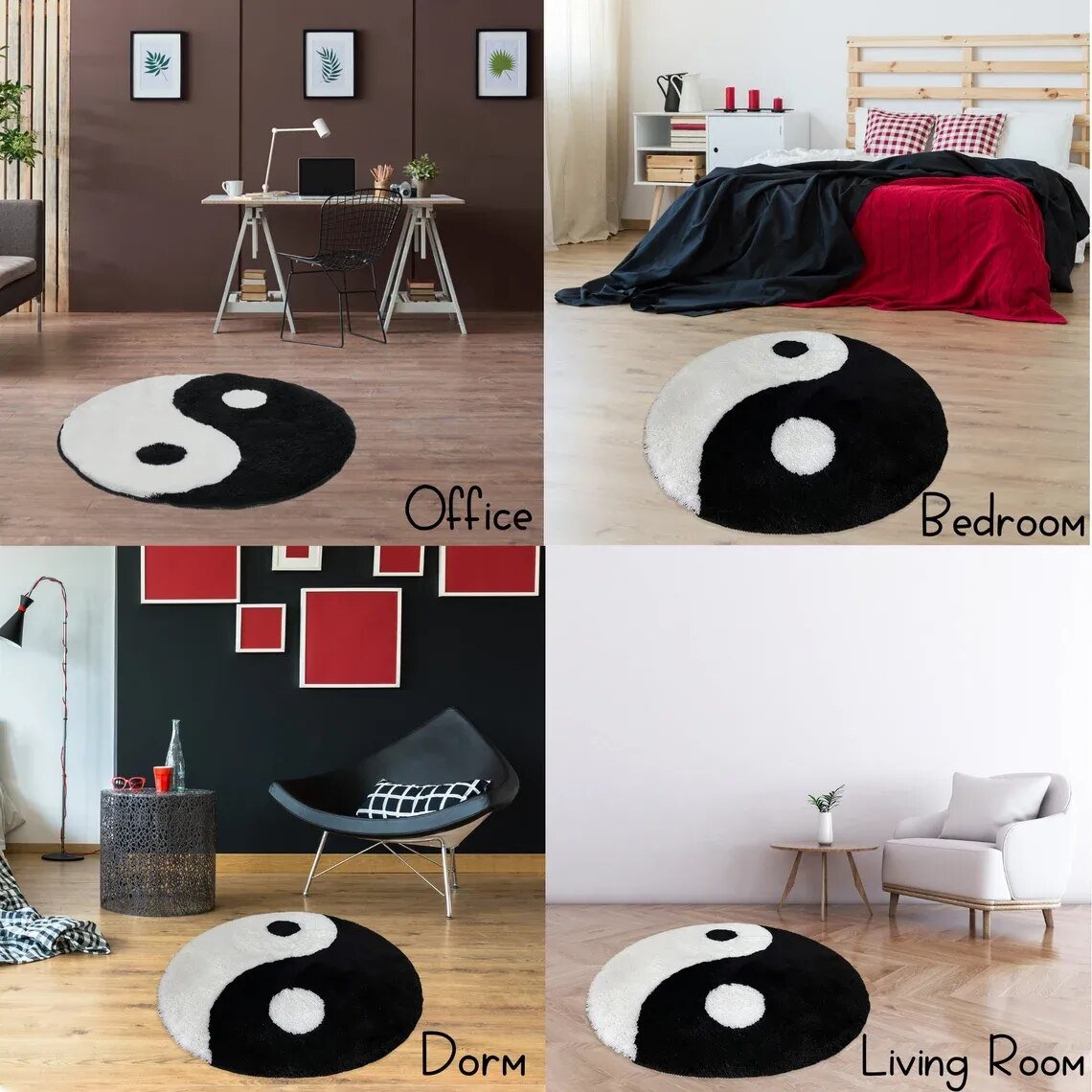 - YIN YANG RUG - Black and White - RugRatz